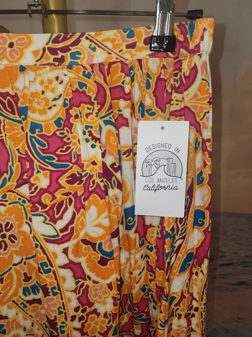 Patrons Of PEACE Boho Floral Paisley Maxi Skirt - Yellow & Pink - Picture 4 of 7